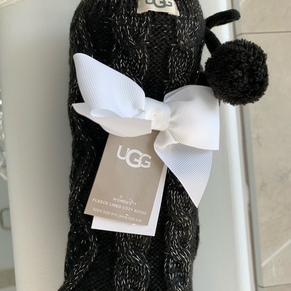 UGG Pom Metallic Fleece Lined Crew Socks - Picture 2 of 9